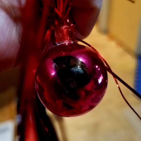 Vintage Tinsel Glass Ball Red Ornaments set of 21 - Picture 4 of 4